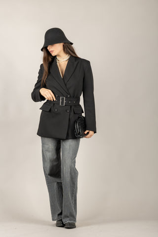 VICOLO - TF2043 - GIACCA DOPPIO PETTO CON CINTURA