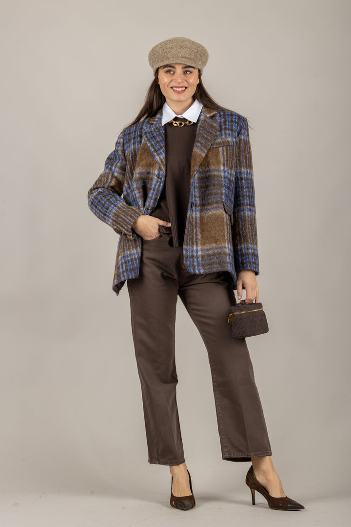 TENSIONE IN - 26B1581 - GIACCA TARTAN BICOLORE