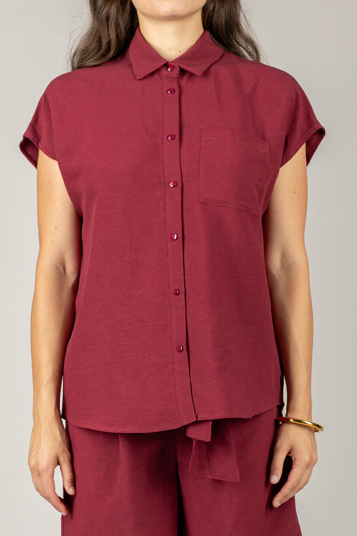 TENSIONE IN - C50308AT - CAMICIA MANICA CORTA MISTO LINO