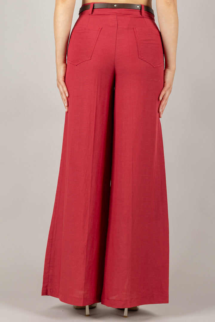 TENSIONE IN - 25P7702 - PANTALONE PALAZZO CON CINTA