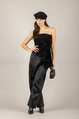 TENSIONE IN - W25TC82 - TOP A FASCIA ASIMMETRICO CINIGLIA PAILLETTES