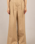 TENSIONE IN - 26P4835 - PANTALONE PALAZZO IN COTONE COGNAC
