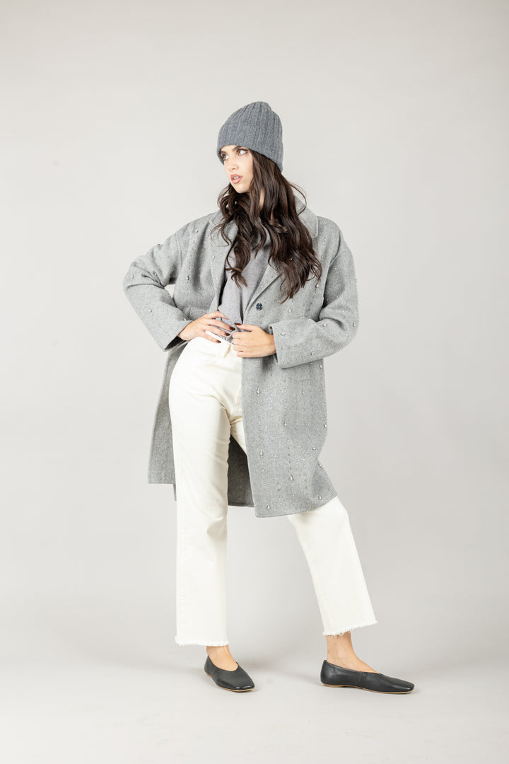 VICOLO - TF0033 - CAPPOTTO HAND MADE CON APPLICAZIONI