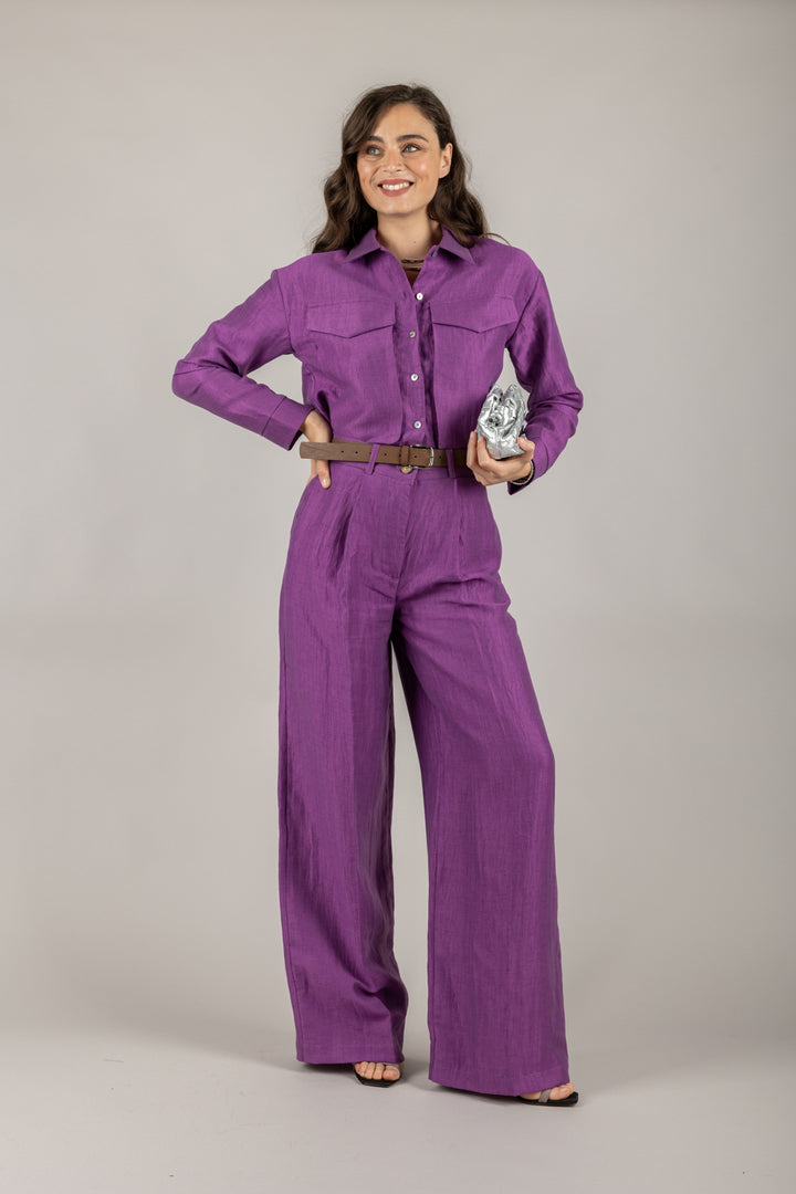 VICOLO - TD1890 - CAMICIA CORTA CON TASCONI