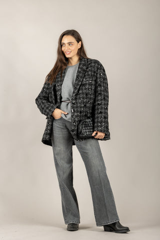 VICOLO - TF2055 - GIACCA PAILLETTES FIORI