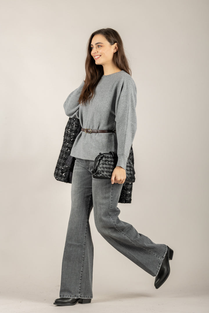 VICOLO - 22207F - MAGLIA MANICA PALLONCINO CON CINTURA