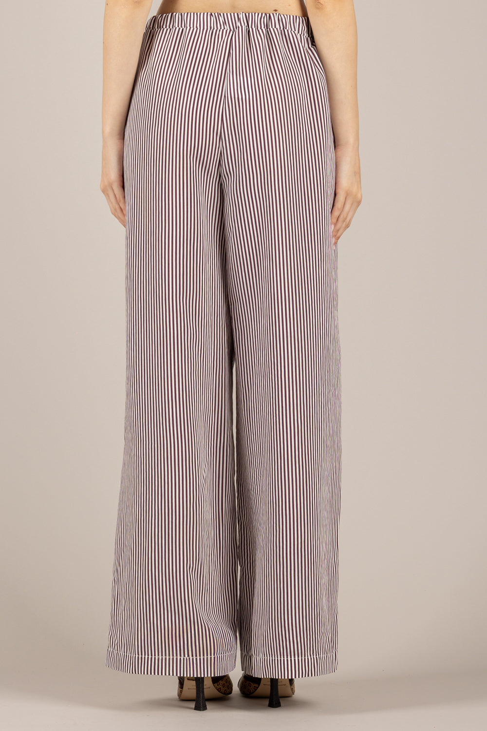 TENSIONE IN - 26P5198 - PANTALONE RIGATO CON BOTTONCINI BORDO'