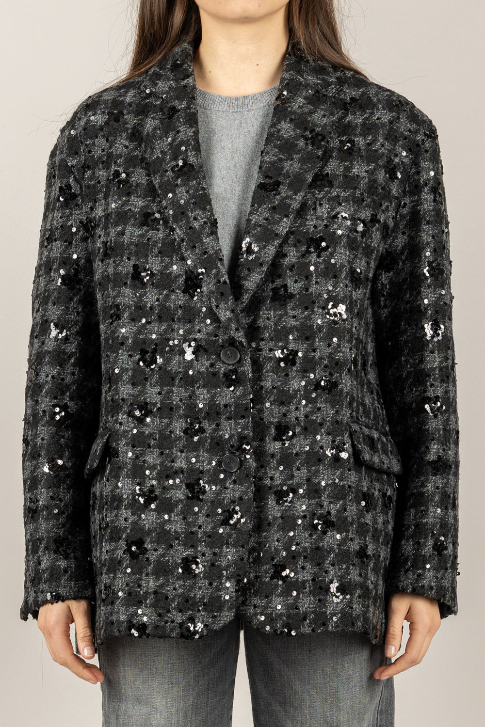 VICOLO - TF2055 - GIACCA PAILLETTES FIORI