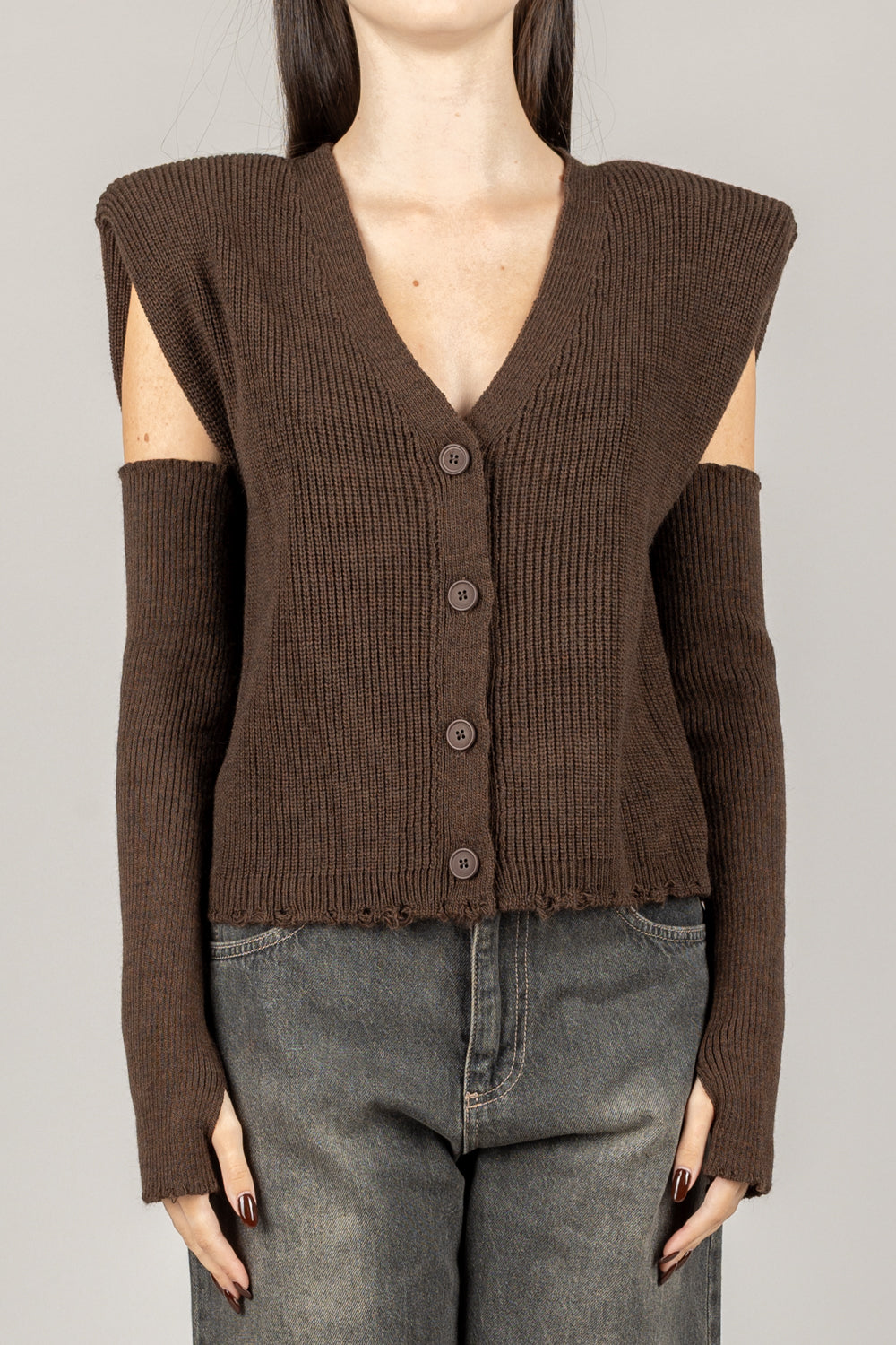 HAVEONE - LFP-P015 - GILET CARDIGAN CON MANICOTTI