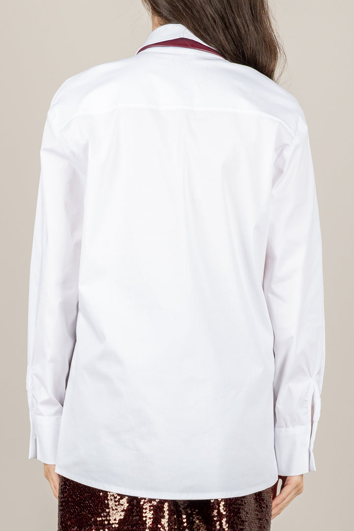 TENSIONE IN - 26C1335 - CAMICIA CON CRAVATTA IN ECOPELLE