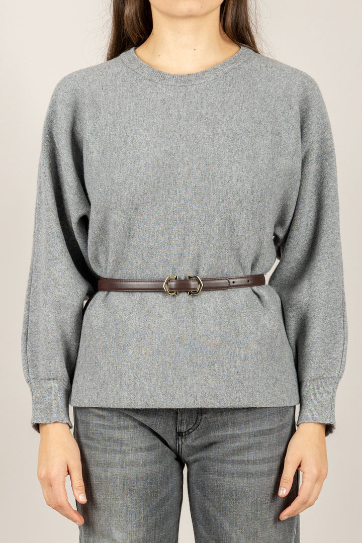 VICOLO - 22207F - MAGLIA MANICA PALLONCINO CON CINTURA