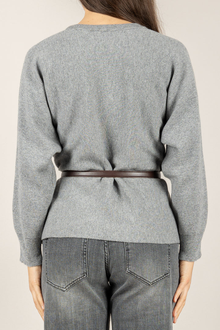 VICOLO - 22207F - MAGLIA MANICA PALLONCINO CON CINTURA