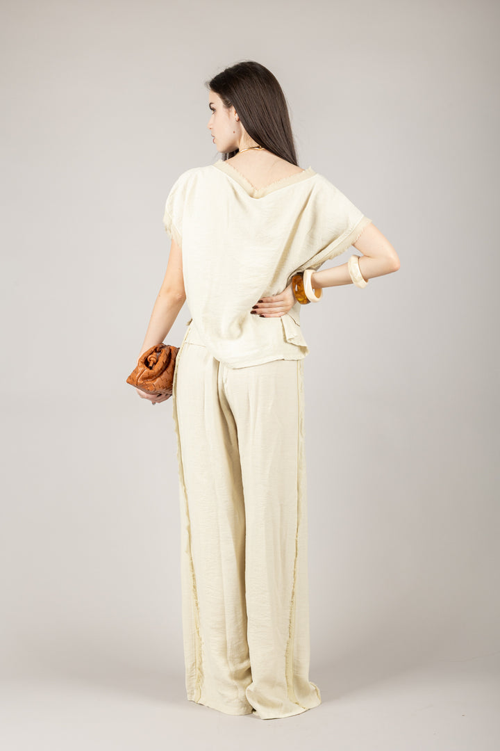 TENSIONE IN - SS251204 - PANTALONE AMPIO SFRANGIATO
