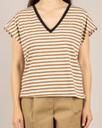 DIXIE - T262A155 - T-SHIRT A RIGHE CON SCOLLO A V COLONIALE
