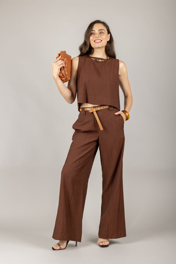 TENSIONE IN - 25P7789 - PANTALONE GOFFRATO CON CINTURA