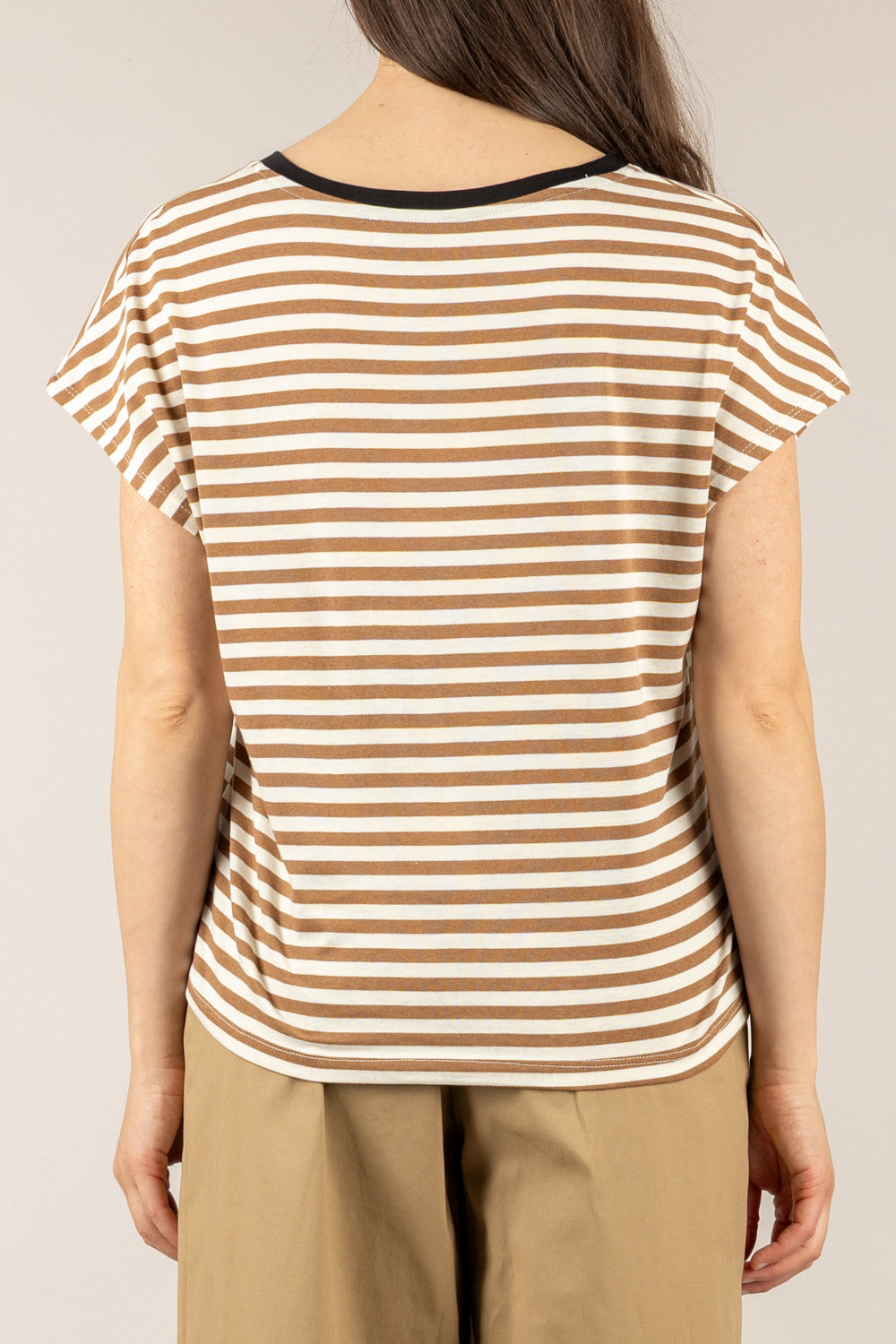 DIXIE - T262A155 - T-SHIRT A RIGHE CON SCOLLO A V COLONIALE
