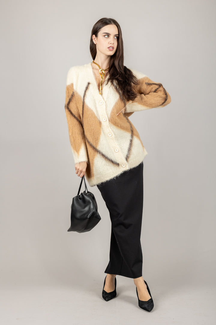 VICOLO - 55041F - CARDIGAN MOHAIR A ROMBI