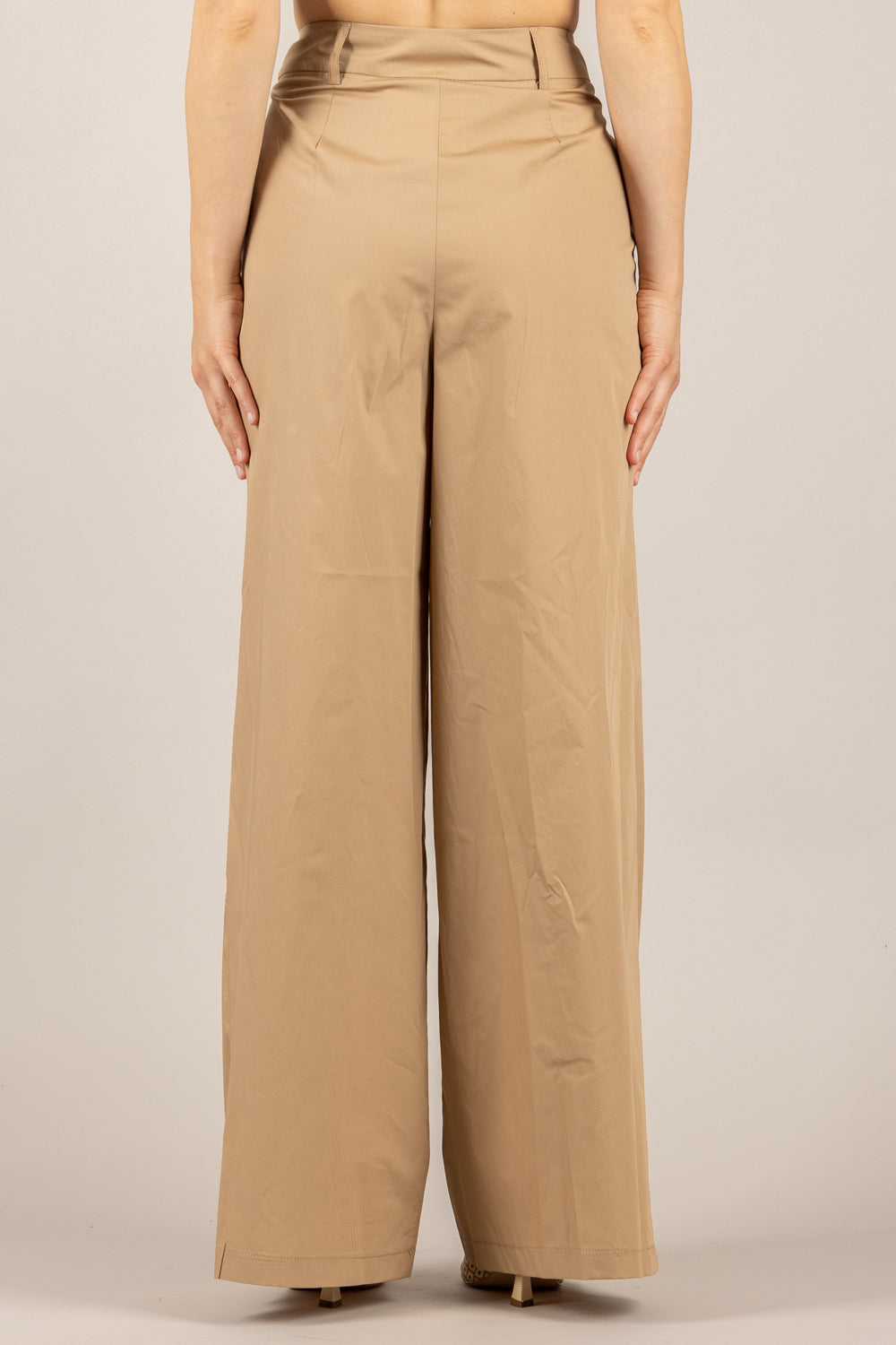 TENSIONE IN - 26P4835 - PANTALONE PALAZZO IN COTONE COGNAC