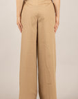 TENSIONE IN - 26P4835 - PANTALONE PALAZZO IN COTONE COGNAC