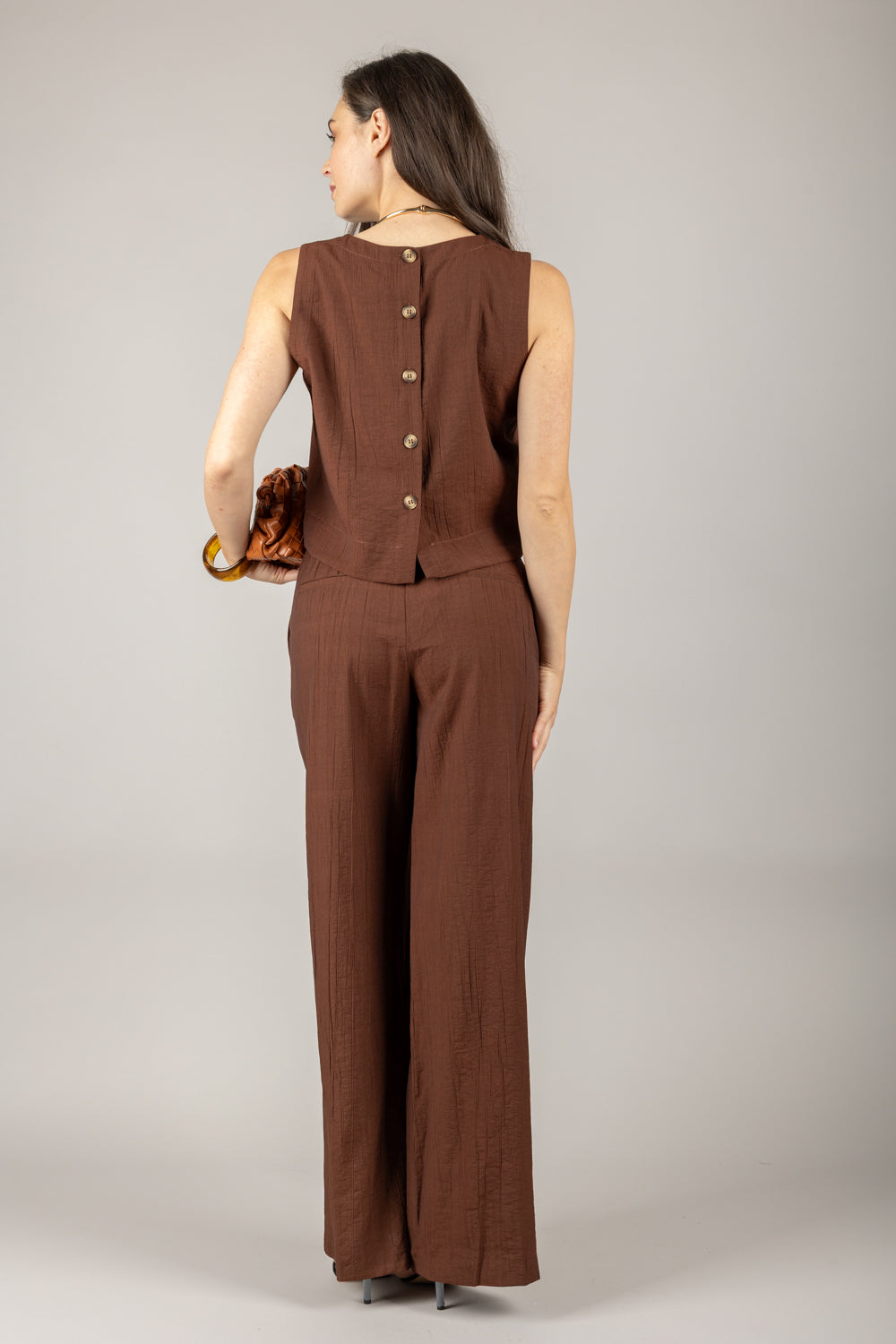 TENSIONE IN - 25P7789 - PANTALONE GOFFRATO CON CINTURA