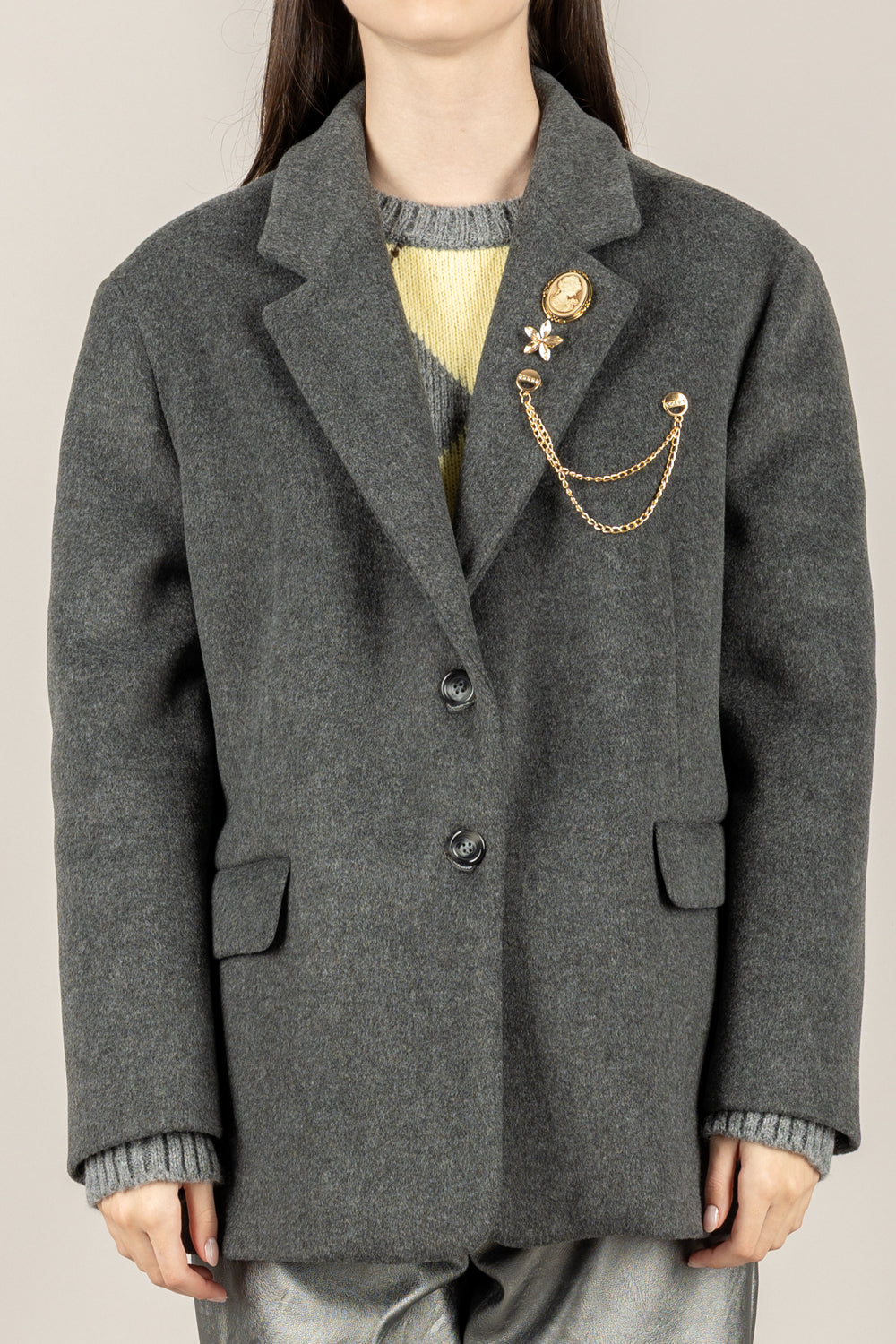 VICOLO - TF2012 - GIACCA CAPPOTTO OVER CON SPILLE