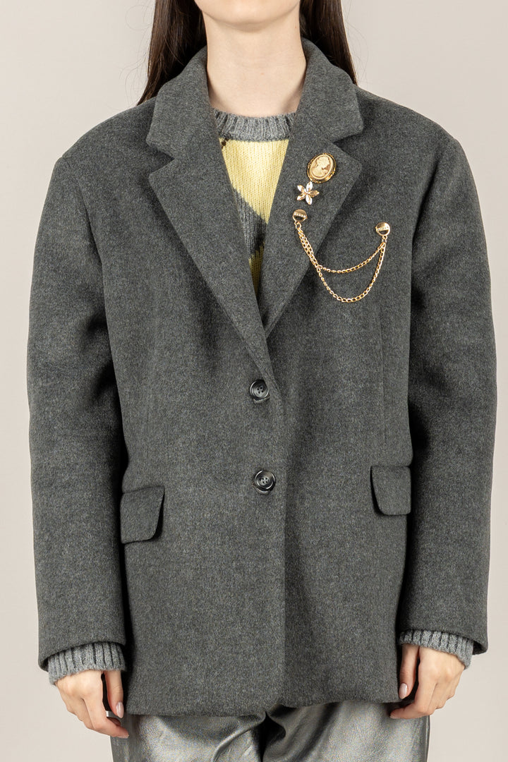 VICOLO - TF2012 - GIACCA CAPPOTTO OVER CON SPILLE