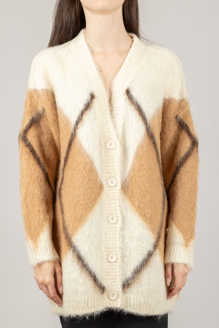 VICOLO - 55041F - CARDIGAN MOHAIR A ROMBI