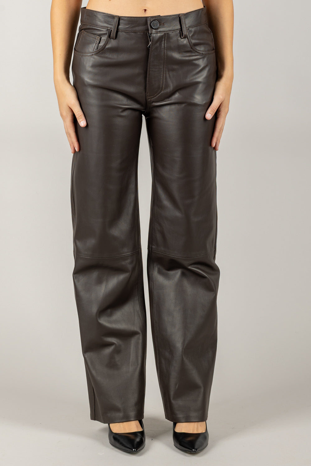 VICOLO - TF0318 - PANTALONE GAMBA DRITTA VERA PELLE