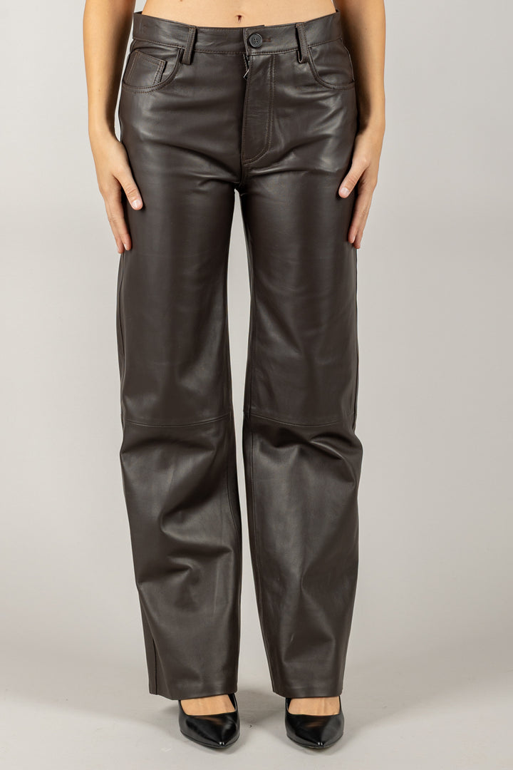 VICOLO - TF0318 - PANTALONE GAMBA DRITTA VERA PELLE
