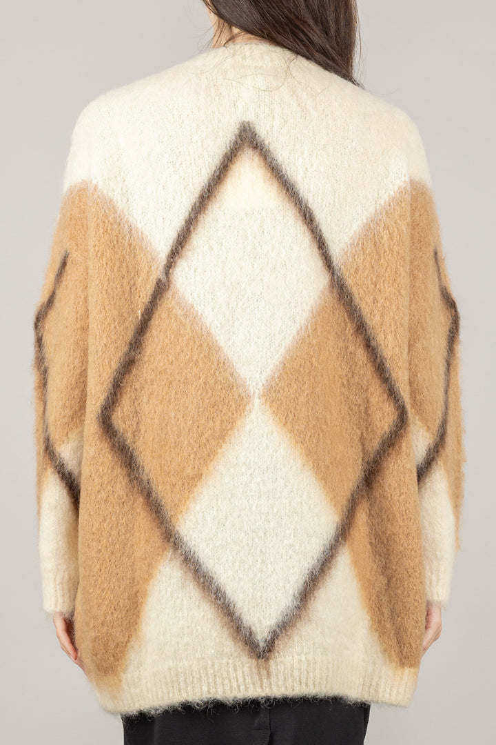 VICOLO - 55041F - CARDIGAN MOHAIR A ROMBI