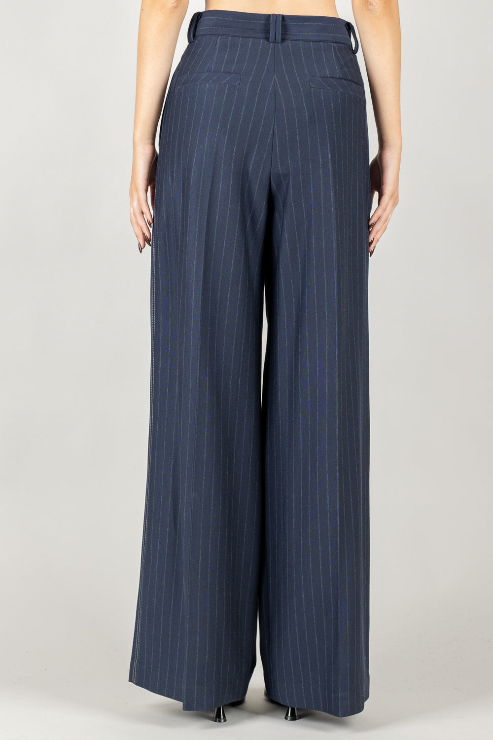 MM MaxMara - 2526786037600 - PANTALONE PALAZZO CON PINCES GESSATO GELA