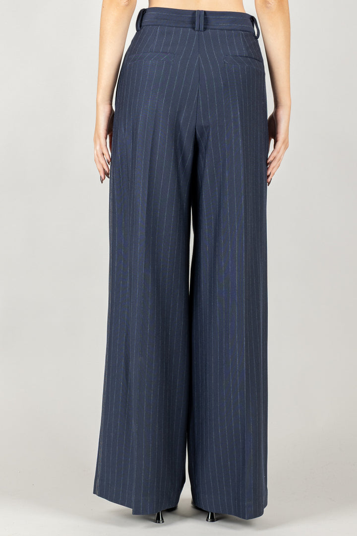 MM MaxMara - 2526786037600 - PANTALONE PALAZZO CON PINCES GESSATO GELA