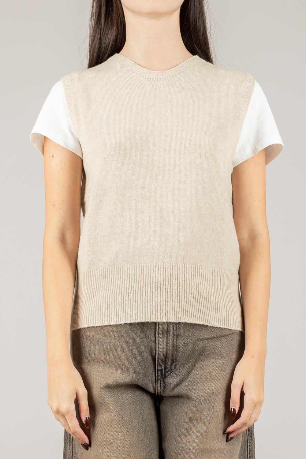 TENSIONE IN - 570302 - GILET IN MAGLIA GIROCOLLO