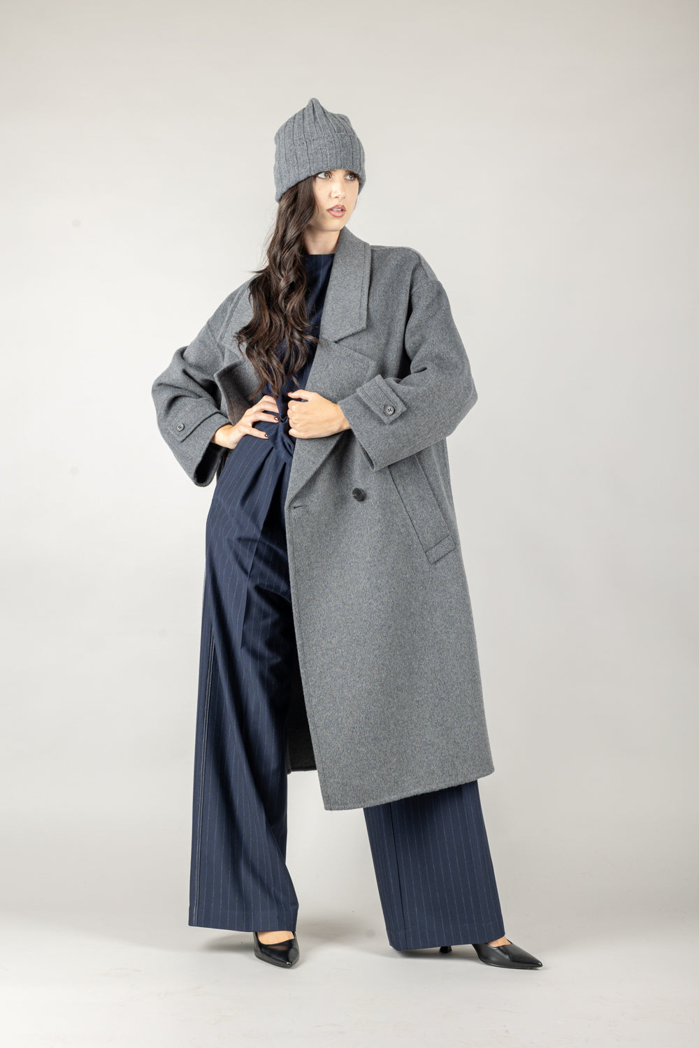 VICOLO - TF0050 - CAPPOTTO LUNGO CON TASCHE LATERALI