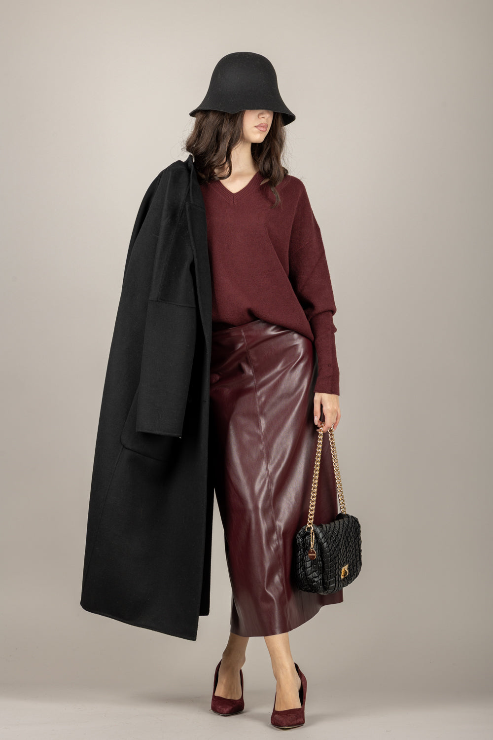 TENSIONE IN - 122154-25 - GONNA LONGUETTE IN ECOPELLE