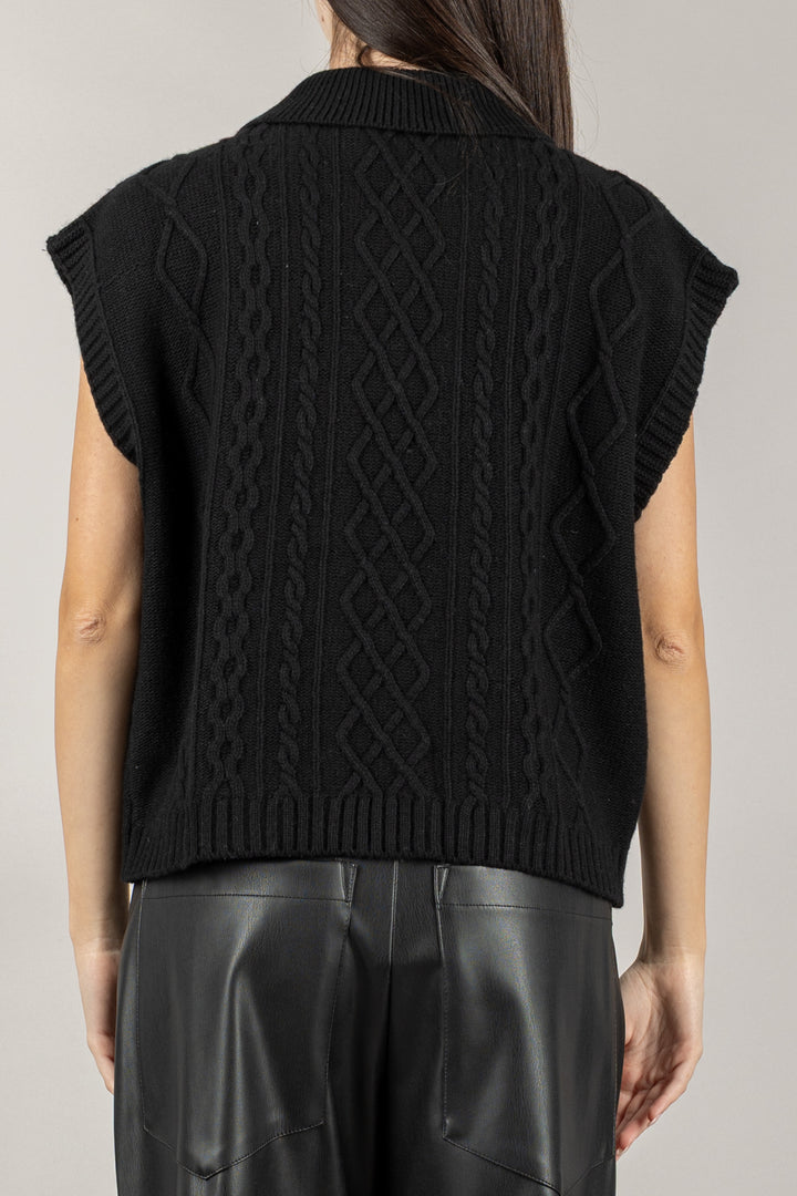 TENSIONE IN - D80967 - GILET CON COLLETTO E RICAMI
