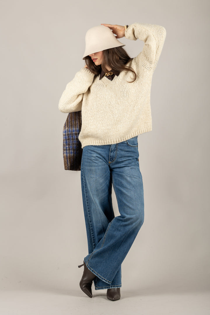 VICOLO - 33063F - MAGLIA SCOLLO A V