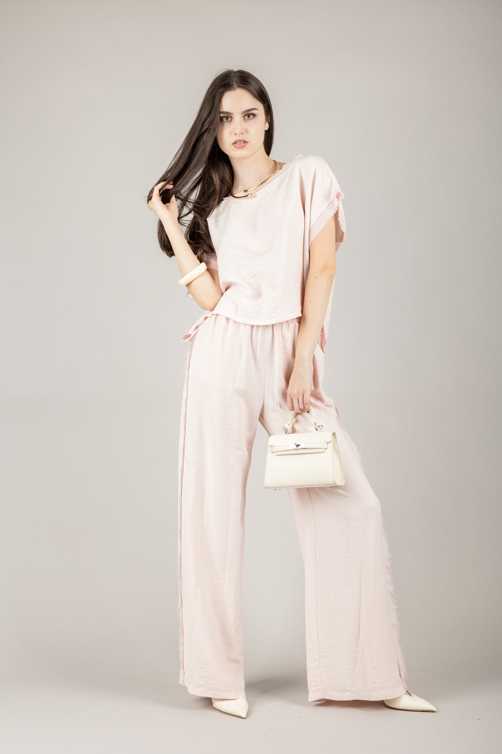 TENSIONE IN - SS251204 - PANTALONE AMPIO SFRANGIATO