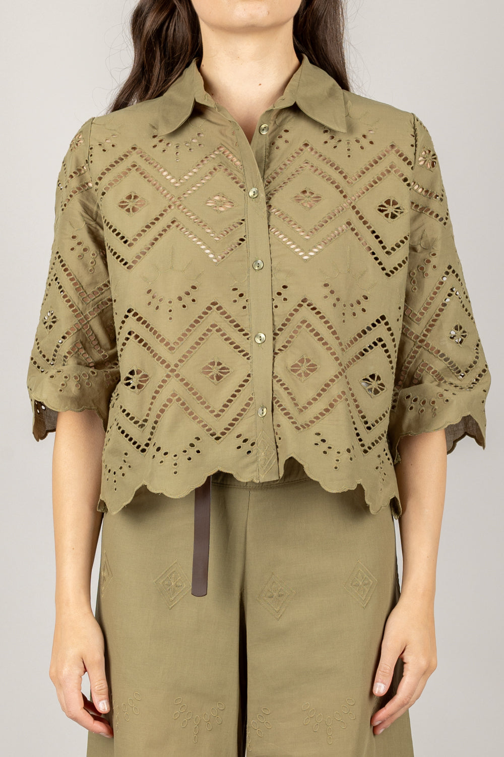 TENSIONE IN - S25CF20 - CAMICIA MANICA 3/4 PIZZO SAN GALLO