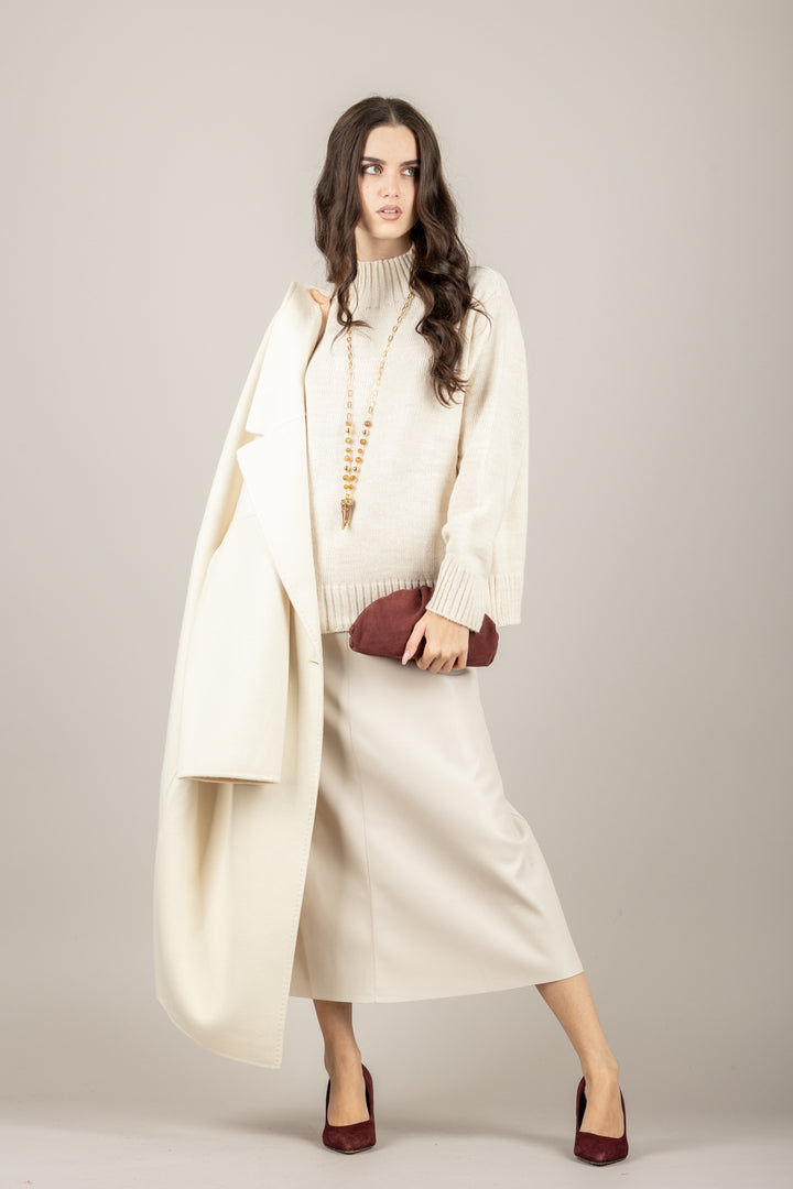 TENSIONE IN - D82044 - MAGLIA A COLLO ALTO MANICHE LUNGHE