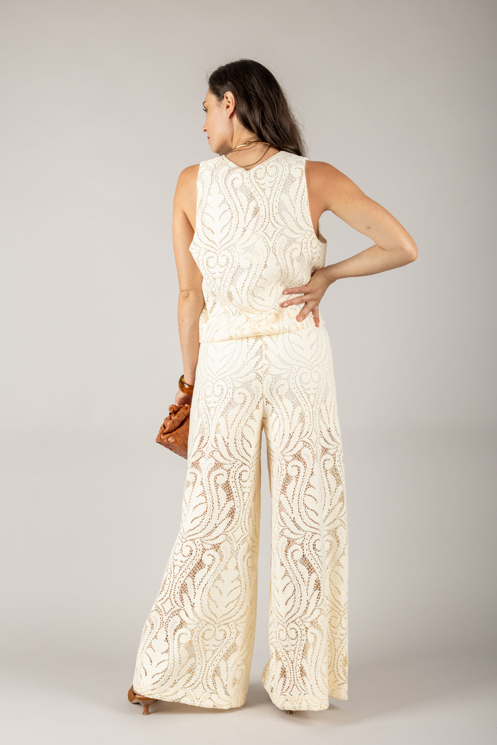 TENSIONE IN - S25PE35 - PANTALONE PALAZZO CROCHET