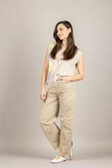 VICOLO - 2AB2116 - MAGLIA SMANICATA TORTORA GIALLINO LAVANDA