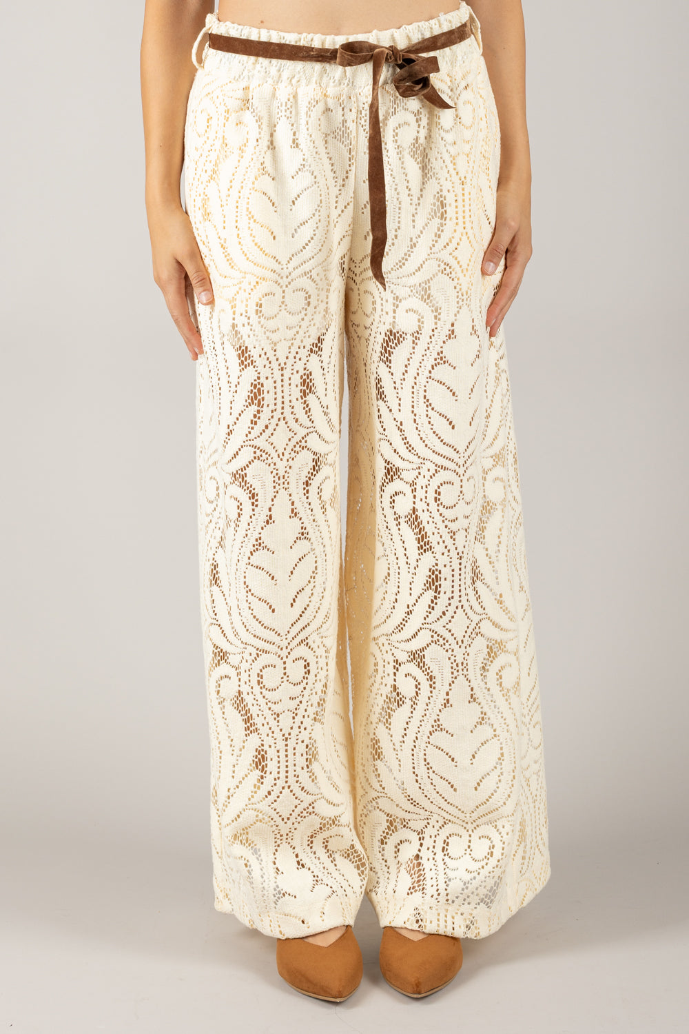 TENSIONE IN - S25PE35 - PANTALONE PALAZZO CROCHET