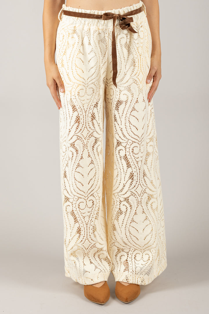 TENSIONE IN - S25PE35 - PANTALONE PALAZZO CROCHET