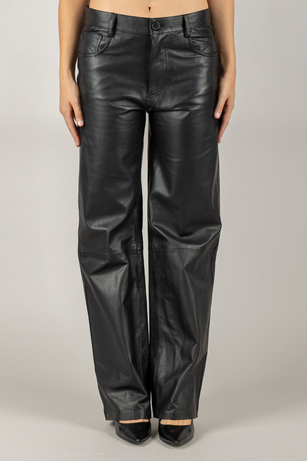VICOLO - TF0318 - PANTALONE GAMBA DRITTA VERA PELLE