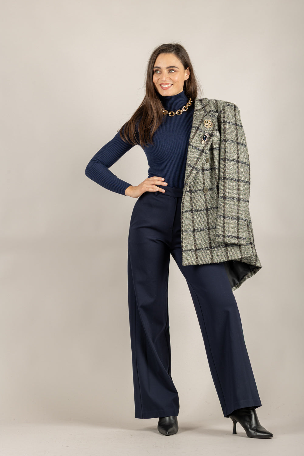 TENSIONE IN - 26P1305 - PANTALONE PALAZZO PUNTO MILANO