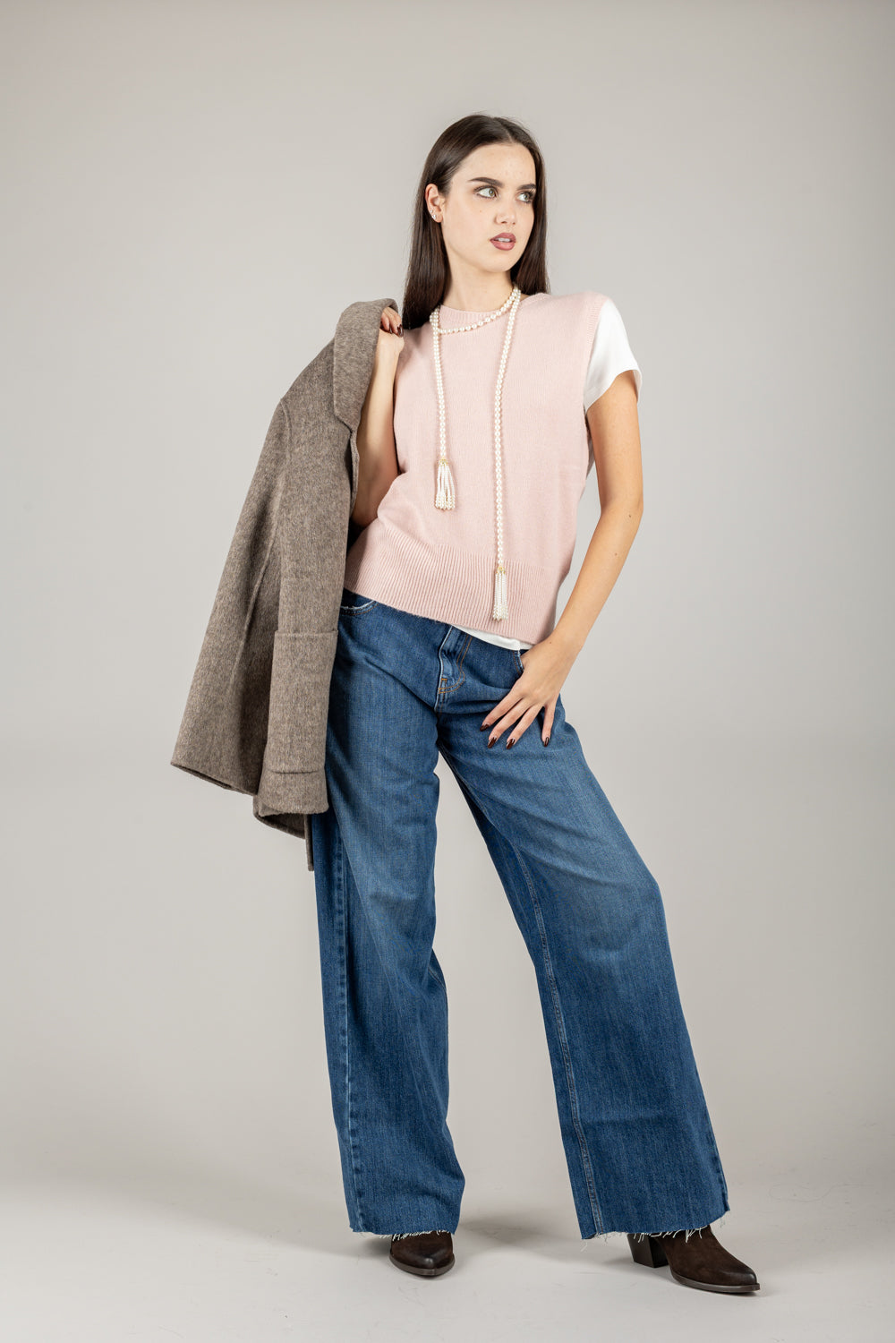 TENSIONE IN - 570302 - GILET IN MAGLIA GIROCOLLO