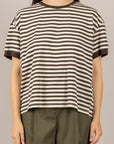 TENSIONE IN - 26M4893 - T-SHIRT RIGATA CON PROFILI A CONTRASTO PANNA/MORO/MORO