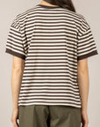 TENSIONE IN - 26M4893 - T-SHIRT RIGATA CON PROFILI A CONTRASTO PANNA/MORO/MORO