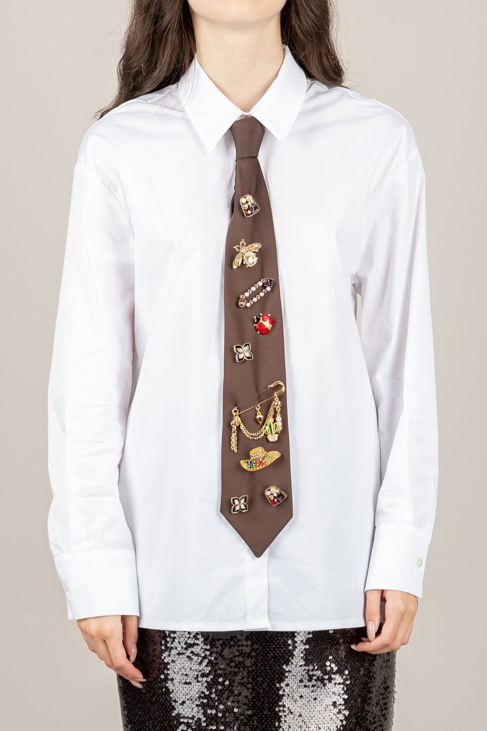 TENSIONE IN - 26C1360 - CAMICIA CON CRAVATTA E SPILLE